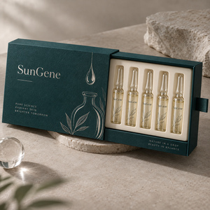 Caja de Almacenamiento Personalizada en Color Verde Azulado Intenso para Ampollas de Vidrio para el Cuidado de la Piel con Inserto Protector de Precisión - Product Image 1