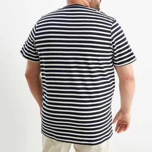 T-shirt rayé de haute qualité pour hommes, design personnalisé surdimensionné OEM, t-shirt rayé noir et blanc - Product Image 5