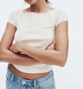 Meilleure vente d'été : T-shirt femme à manches courtes, coupe ajustée, crop top pour adolescentes et femmes, haute qualité, basique mais au look élégant - Product Image 6