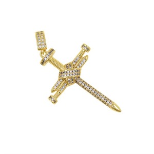 Pendentif Épée en Moissanite et Argent 925 avec Incrustation de Strass Sertie en Canal, Style Hip-hop, Bijou Unisexe - Product Image 2