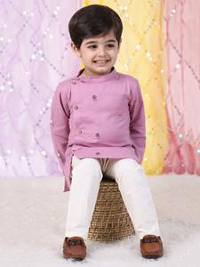 Ensemble kurta rose, vêtements ethniques pour enfants, tenue traditionnelle, vêtements de fête, long kurta pyjama, vêtements élégants et confortables - Product Image 4