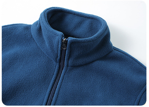Unisex Winter <b>Fleece</b> <b>Jacket</b> Zip-Up Stand Collar Solid Breathable <b>Warm</b> Casual Outerwear for Outdoor Use - Product Image 4
