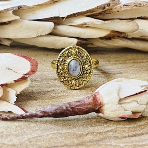 Fashionable High Demand Boho Moonstone Brass <b>Ring</b> Filigree Tribal <b>Chunky</b> <b>Ring</b> Gold Plated Antique Style Statement Wholesale <b>Ring</b> - Product Image 1