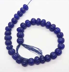 Cuentas de Cuarzo Azul Talladas a Mano en Forma de Calabaza, 9-11 mm, Cuentas de Cuarzo Azul en Forma de Rondelle de Calabaza para la Fabricación de Joyas - Product Image 1