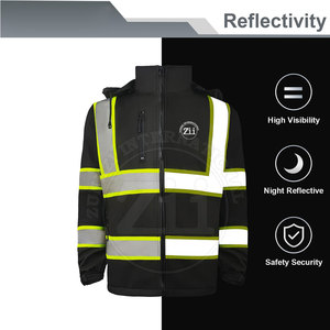 Outdoor Use ANSI Class 1 Waterproof LED Flash Breathable Comfortable Stand Collar Safety <b>Hi</b>-<b>Vis</b> Reflective <b>Softshell</b> <b>Jacket</b> Plus - Product Image 5