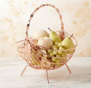 Panier à légumes en fil métallique or rose, panier de rangement polyvalent, conteneur d'organisation - Product Image 1