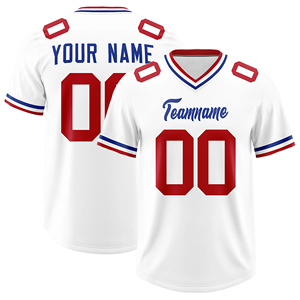 Maillot de football américain haut de gamme 100 % polyester, anti-humidité, logo personnalisé, sublimation, tenue d'équipe, OEM, vente en gros, manches courtes, couleur unie - Product Image 2