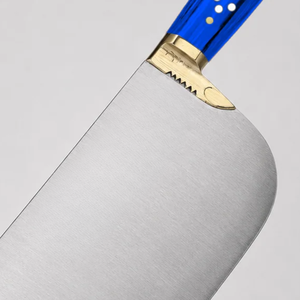 Couteau à découper la viande PK-BS, lame courbée argentée, manche en bois bleu, embout doré, couteau de boucher pour couper la viande - Product Image 6