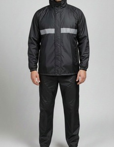Men's Waterproof Lightweight <b>Reflective</b> Rain <b>Jacket</b> Full Length Zipper Stand Collar Sporty Track Suit Spring Adult Regular Fit - Product Image 1
