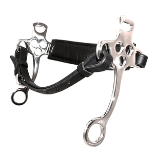 Mors de cheval en acier inoxydable avec poignée à boucle pour équipement d'équitation, embout métallique durable, coussinet en cuir noir 2026 à vendre - Product Image 1