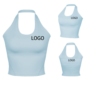 Women's Lightweight Breathable Skin Friendly Hanging Neck Yoga <b>Top</b> <b>Built</b>-<b>In</b> <b>Bra</b> Fitness Tank Gym Workout Athletic Wear - Product Image 5