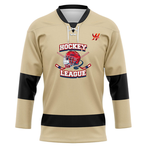 Maillot de hockey sur glace personnalisé pour homme, manches courtes, boutons sur le devant, respirant, en polyester, uniformes d'équipe pour adultes, coupe classique - Product Image 1