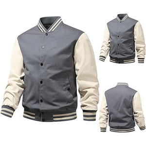 High Quality Vintage Letterman Varsity Flight <b>Jacket</b> Winter Wool Patch Chenille Embroidery <b>Light</b> Hooded Canvas Work Stand Front - Product Image 5