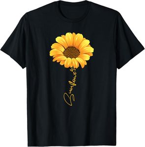 Camiseta de algodón de manga corta retro para mujer, elegante y ajustada, con estampado de girasoles, tejido ligero, informal, moderna, para verano. - Product Image 1