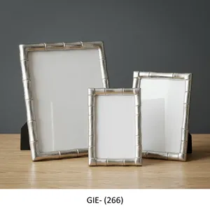 Juego de Marcos de Fotos Rectangulares Estilo Bambú Plateado, Decoración de Mesa para el Hogar u Oficina - Product Image 2
