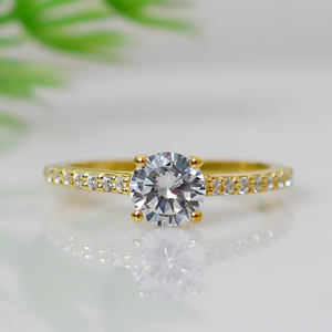 Natural Round Shape <b>Ring</b> Set with <b>Cubic</b> <b>Zirconia</b> Accents 925 Sterling Silver <b>Wedding</b> Engagement <b>Ring</b> Set for Women - Product Image 2
