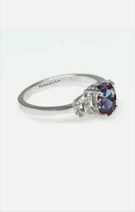 <b>Alexandrite</b> <b>Ring</b> Oval Cut Silver Vintage <b>Alexandrite</b> <b>Engagement</b> <b>Ring</b> Solid Silver Art Deco Lab <b>Alexandrite</b> Bridal <b>Ring</b> for Her - Product Image 4