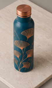 Premium Ayurvedic Enamel Painted Copper <b>Water</b> <b>Bottle</b> Artistic Gingko Foliage Design Leakproof <b>Metal</b> Sports <b>Bottle</b> Manufacturer - Product Image 3