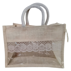 Bolsa de Regalo de Yute con Ventana Transparente, Precio de Fábrica al por Mayor |   Bolsa de Transporte Reutilizable de la Mejor Calidad, Ecológica, para Uso Diario, Premium - Product Image 1