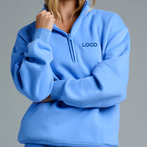 Sweat-shirts pour femmes à col zippé rouge, broderie personnalisée, sweat-shirt oversize, sweat-shirt d'hiver pour femmes en coton molletonné avec fermeture éclair - Product Image 5