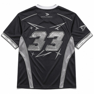 OEM Custom Mesh Athletic Jersey Y2K Retro Sportswear Charcoal Gray Metallic <b>Silver</b> V Neck Performance Shirt - Product Image 4