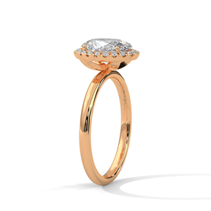 Joyería fina en oro rosa real de 14k, hermoso anillo de compromiso con diamante cultivado en laboratorio con corte ovalado, diseño minimalista, anillos de compromiso para mujer. - Product Image 3
