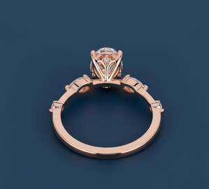 Anillo de Diamante Ovalado Cultivado en Laboratorio de 1.26 Quilates, Oro Rosa de 14K, VVS2, Certificado IGI, Anillo de Compromiso de Tres Piedras, Venta al Por Mayor - Product Image 4