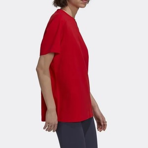 Women's Red Oversized Crew Neck Short Sleeve T-Shirt Loose Fit 100% Cotton Jersey Breathable All Seasons Casual <b>Top</b> - Product Image 3