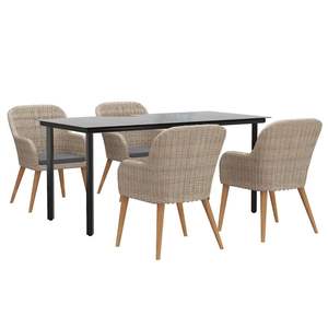 Juego de Comedor para Jardín Negro con Sillas Marrones y Cojines Gris Oscuro - Product Image 3