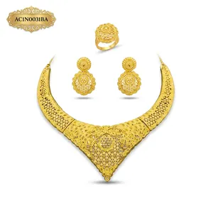 Premium African Statement Necklace Set with Earrings Gold Plated Traditional Bridal Jewelry Fashion Necklace - Product Image 2
