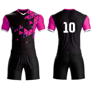 Fournisseur en gros – Ensemble maillot de football géométrique noir et vert pour homme, col en V, manches courtes, en polyester anti-humidité, uniformes en vrac - Product Image 5