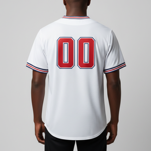 Camiseta de Béisbol Blanca para Hombre, Tallas Grandes, Transpirable, con Cuello en V, Logotipo Bordado Sublimado en Poliéster Personalizado, Última Tendencia - Product Image 6