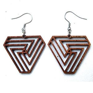 Pendientes de Madera Triangulares con Corte Láser Personalizado en Color Marrón para Mujer, Joyería de Moda para Aniversario, Venta al Por Mayor - Product Image 1