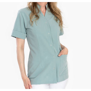 Tunique de mode personnalisable pour femmes, uniforme de salon de beauté et SPA, haut d'hôtel à col en V avec fente latérale - Product Image 1