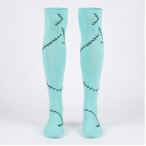 Turquoise <b>Knee</b> <b>High</b> <b>Socks</b> With Stitch Pattern Breathable Knitted Spandex Polyester Casual Wear For Adults Summer Season - Product Image 1