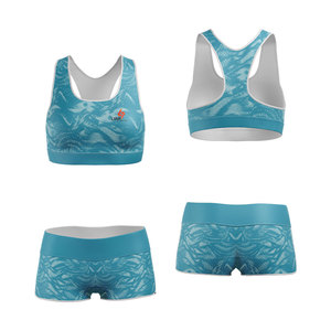 Ensemble 2 pièces personnalisé de crop top dos nageur et short taille haute, imprimé par sublimation, en Spandex et Polyester, pour le sport et le yoga, vente en gros - Product Image 3