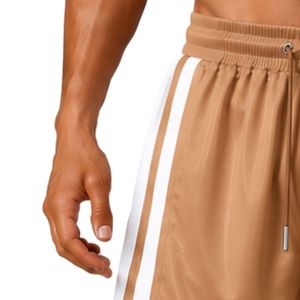 Custom Camel Brown <b>Mens</b> <b>Basketball</b> <b>Shorts</b> With White Side Panel Sport Training <b>Shorts</b> Elastic Waist Activewear Gym Fitness Wear - Product Image 3