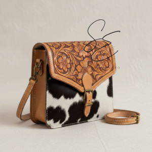 Bolso de Hombro Cruzado Bohemio de Cuero Genuino Grabado con Pelo de Vaca Vintage para Mujer, Estilo Western, Bolsos de Moda 2026 - Product Image 2
