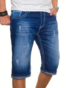 Pantalones cortos personalizados para hombre, ropa de marca azul, pantalones cortos de algodón puro de verano, pantalones cortos de mezclilla para hombre hechos en Pakistán - Product Image 3