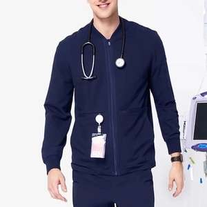 Uniforme médical 2026 pour infirmiers, bleu marine, blouses d'hôpital pour hommes, vestes d'infirmier à col montant - Product Image 2