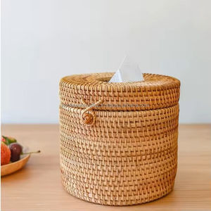 กล่องใส่กระดาษทิชชูหวายสานมือ งานแฮนด์เมดจากวัสดุธรรมชาติ สำหรับใช้ในห้องน้ำ โรงแรม สปา สำนักงาน หรือบนโต๊ะ - Product Image 4