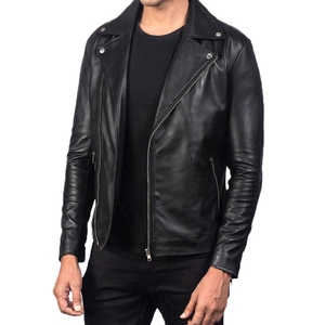 Cheap Price Leather Winter <b>Jacket</b> Men <b>Slim</b> <b>Fit</b> Custom Logo Stand Collar High Quality Premium Real Leather Biker <b>Jacket</b> - Product Image 4