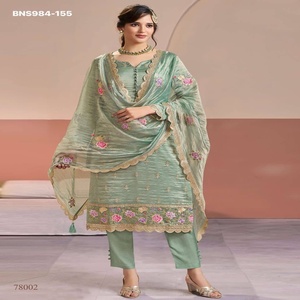 Beautiful Latest Collection Gold Silk with Embroidery Sequence work Semi-<b>Stitched</b> Salwar-Suit Collection Worldwide Supplier - Product Image 1
