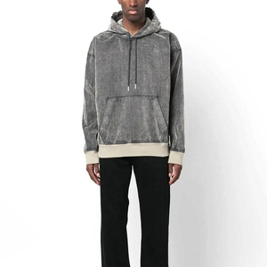Sweat à capuche oversize pour homme, style streetwear décontracté, effet délavé, hiver, en molleton bouclette épais 100% coton, vente en gros, personnalisable - Product Image 5
