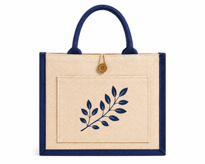Dual Color Laminated Jute Tote <b>Bag</b> Rope Button Closure Eco Friendly Reusable Shopping <b>Bag</b> Custom Logo Printed Promotional <b>Gift</b> - Product Image 1