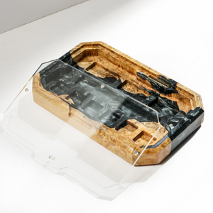 Portaplumas de resina epoxi con diseño de teclas de teclado, Portaplumas de resina con diseño de madera, Decoración artística de resina y madera, Regalo de aniversario, Portaplumas de resina verde, Regalo hecho a mano - Product Image 2