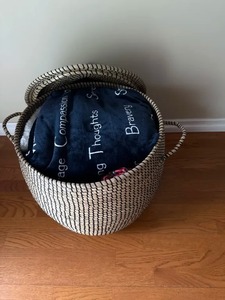 Black and Natural Seagrass <b>Basket</b> <b>with</b> <b>Lid</b> Handmade Storage <b>Basket</b> Wholesale eco-friendly Made Viet Nam - Product Image 5