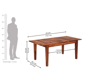 Ensemble de table à manger extensible en bois de Sheesham pour 6 personnes avec finition miel, 4 chaises rembourrées avec banc, ensemble de table de cuisine 6 pièces - Product Image 5
