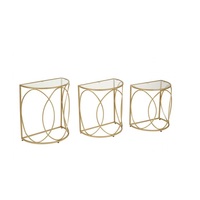 Table gigogne en métal durable et innovante avec plateau en verre, meuble décoratif moderne pour les espaces intérieurs de luxe