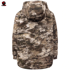 Sudadera con capucha de forro polar grueso para hombre, para exteriores, camuflaje Rock Bark, con cremallera completa, para caza, con capucha integrada, doble bolsillo inferior tipo cargo, térmica - Product Image 3